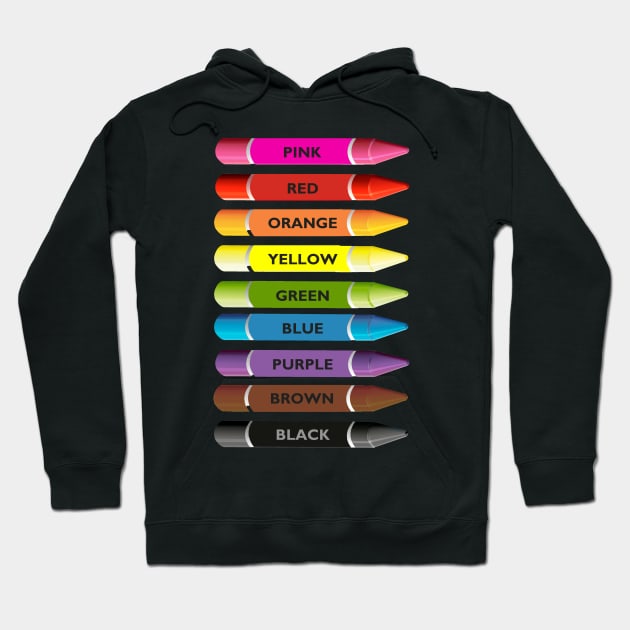 Bright colour crayons pencils. Color names Hoodie by BarbaraGlebska